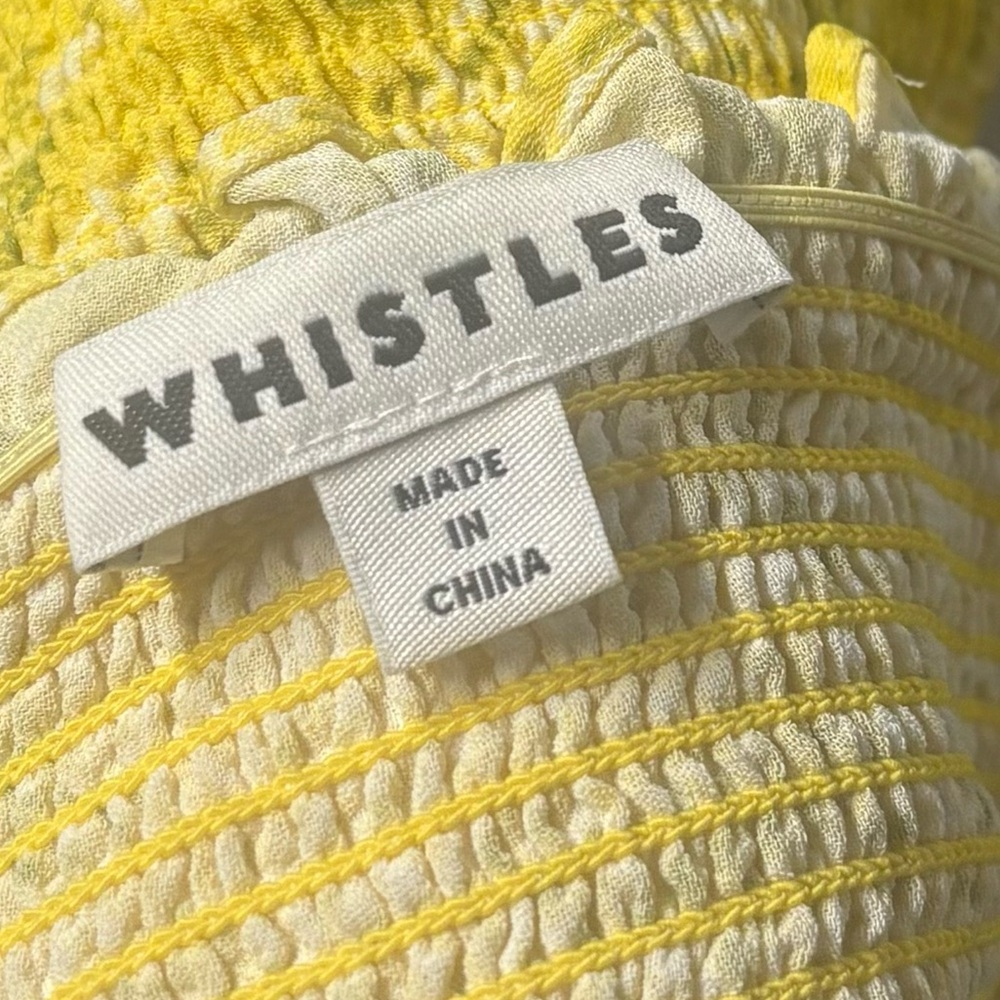 WHISTLES Yellow Python Smocked Bardot Top - Picture 6 of 7